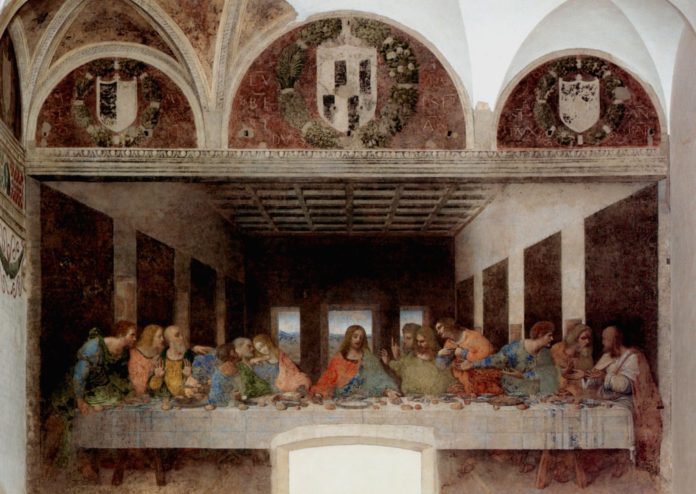 Leonardo da Vinci, Ultima Cena (Il Cenacolo), 1493-1498. Tempera e olio su intonaco, Milano, Convento di Santa Maria delle Grazie, Refettorio